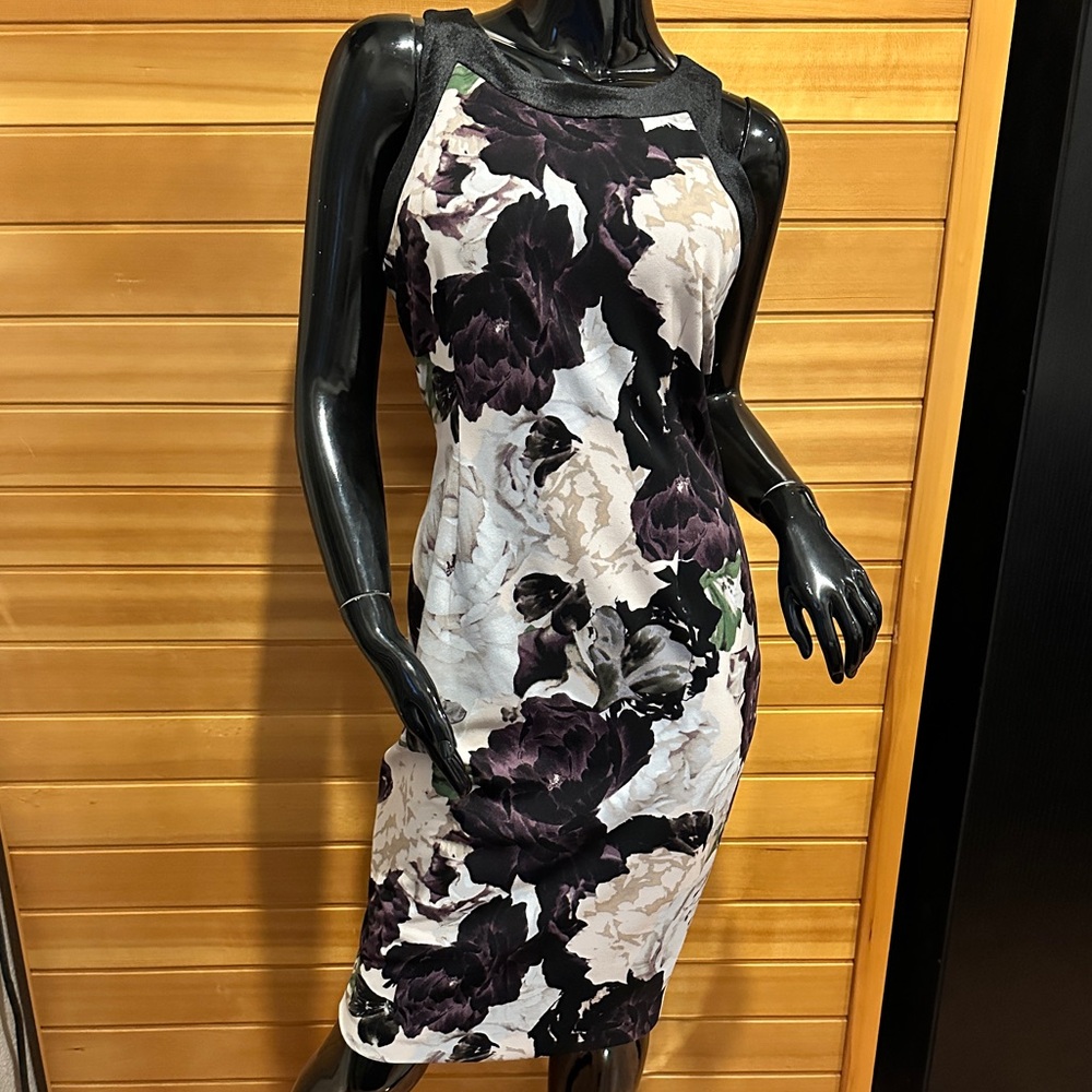 Ivanka Trump Monochrome Floral Midi Dress